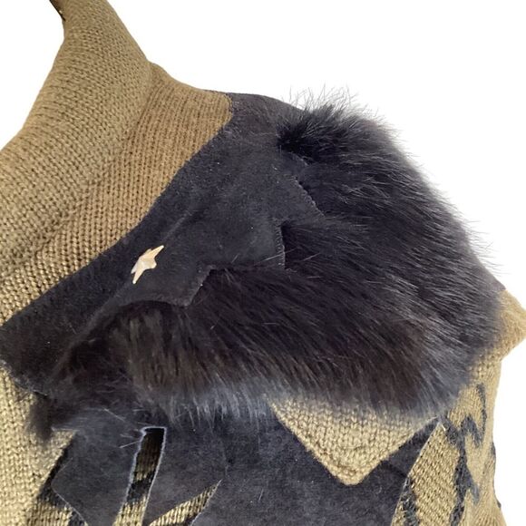 Vintage Andriano by i. Fatigati sweater medium Fur & leather accents fully lined - Picture 7 of 11